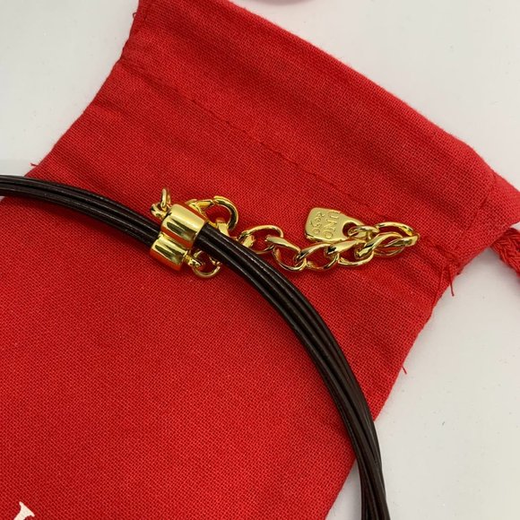 UNO de 50 Necklace STEPBYSTEP NECKLACE Delicate Gold-plated Metal Brown Leather - Picture 7 of 8